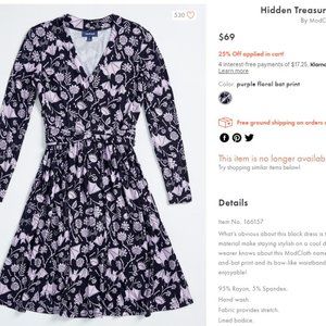 ModCloth Long-Sleeve Purple Jersey Bat Dress Med